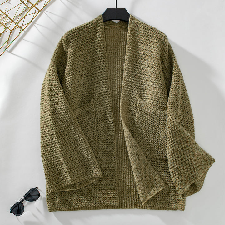 Airy knitted jacket for women with large pockets and open sleeves Lune London