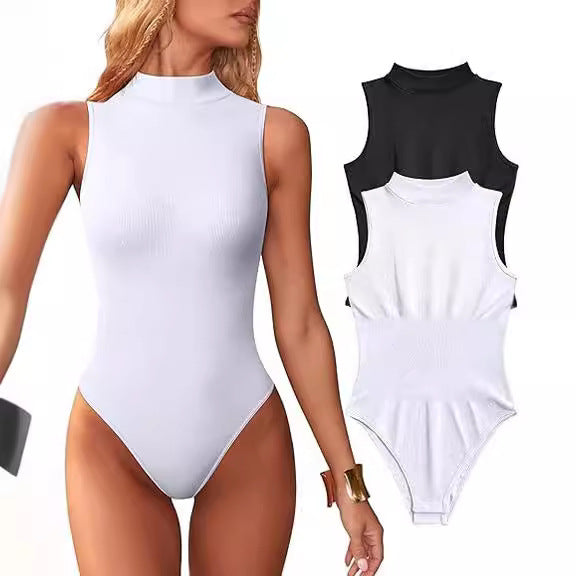 Women's bodysuit with elegant stand-up collar and textured surface Lune London
