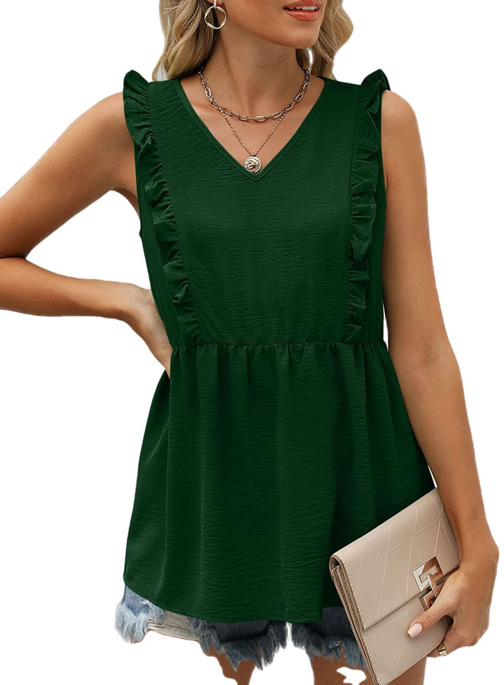 Top à volants pour femmes avec décolleté en V et coupe décontractée Chic & Stil