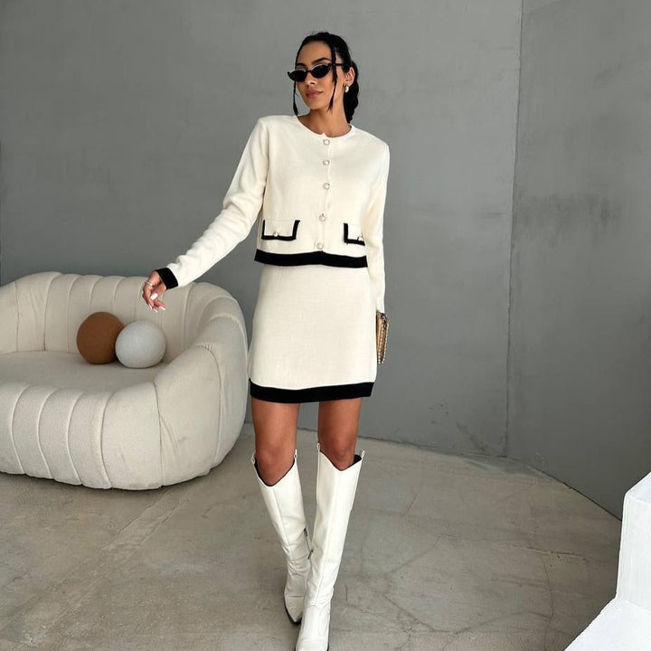 Elegant knit dress for women with contrasting details Lune London