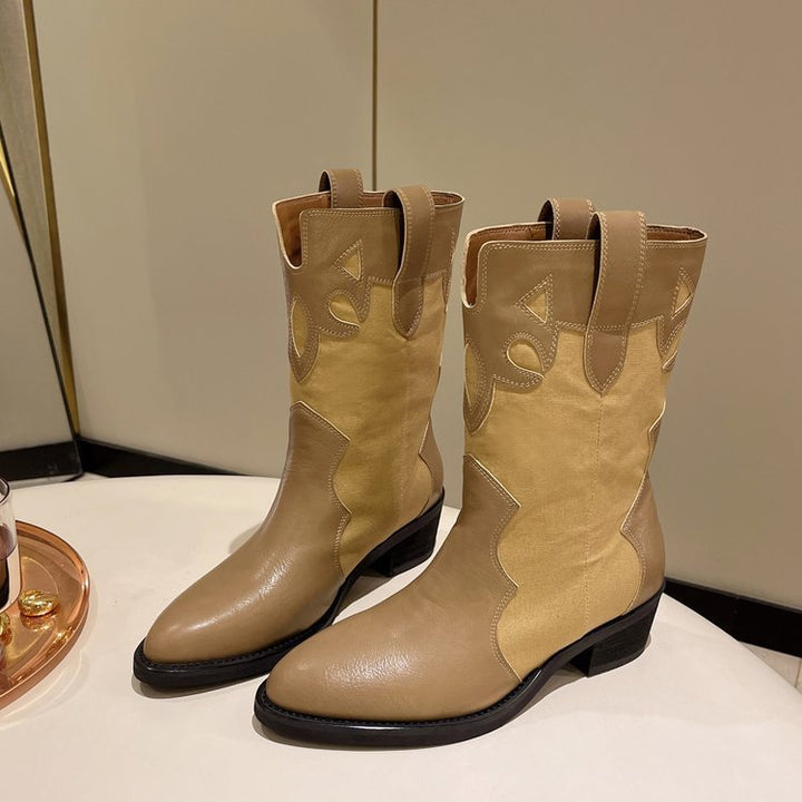 Women's cowboy-style ankle boots with a unique design and a compact heel Lune London