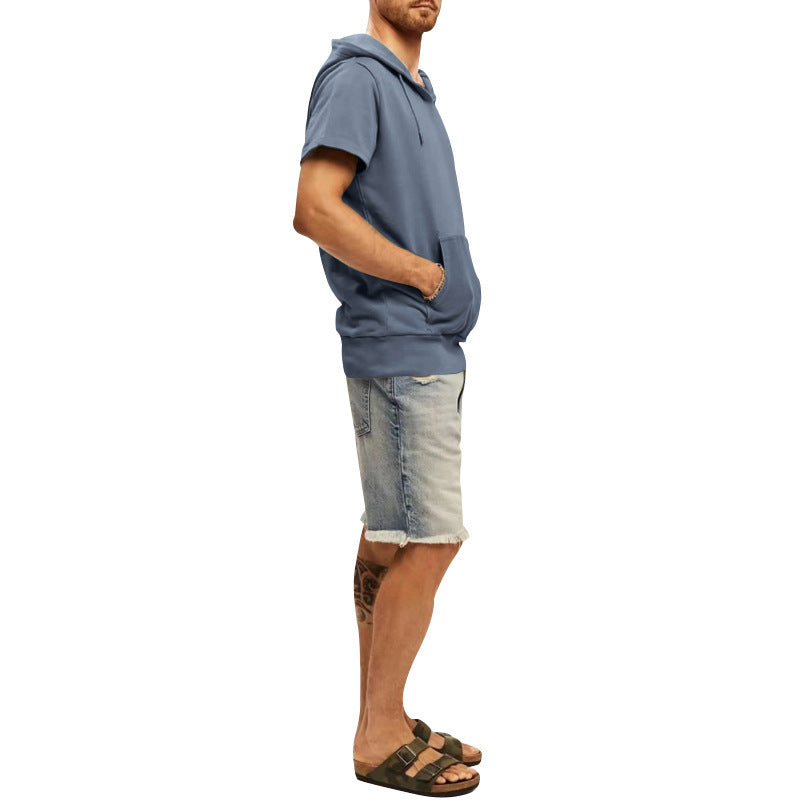 Men's Short Sleeve Hoodie with Practical Kangaroo Pocket Lune London