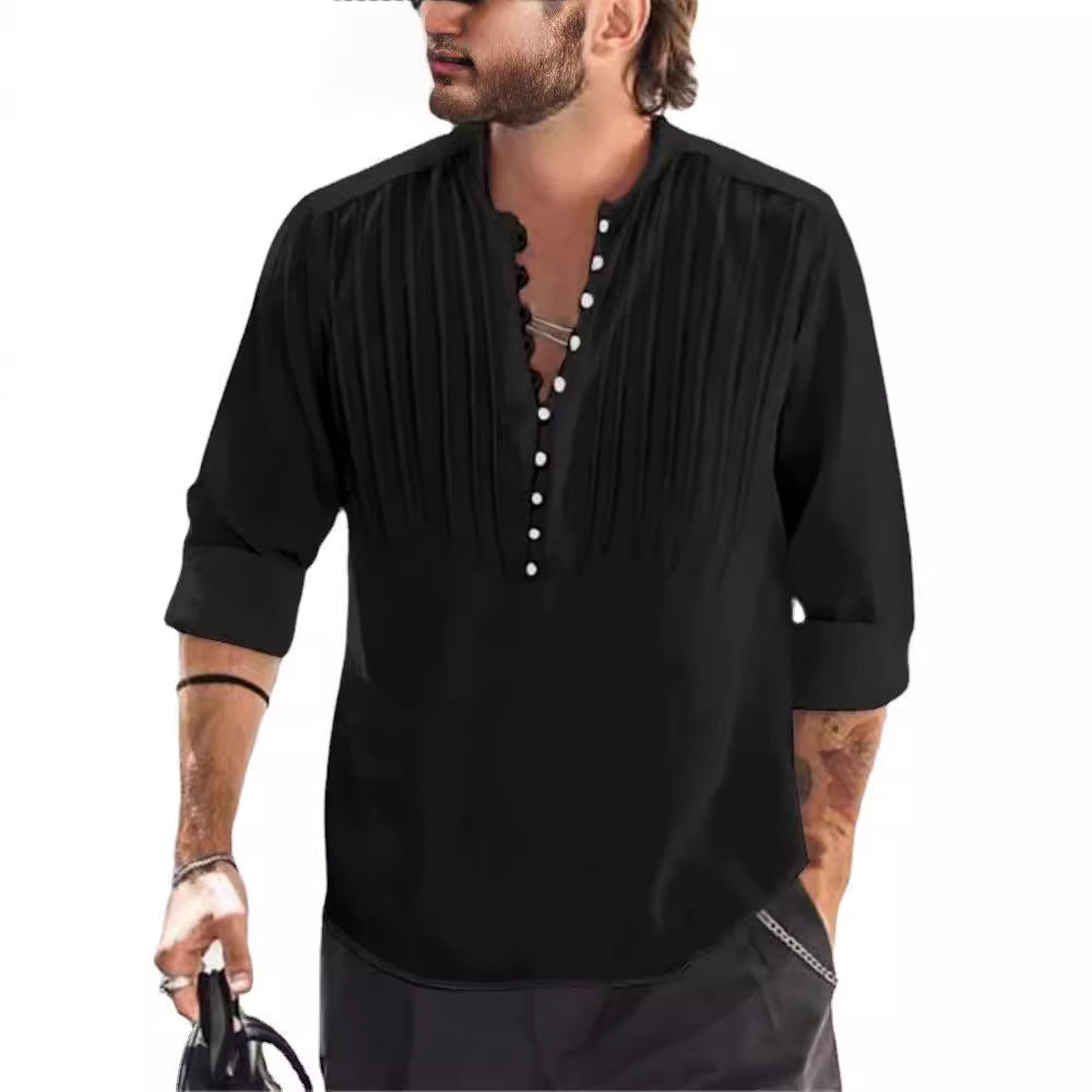 Man Elegant Buttoned Pleated Shirt Lune London