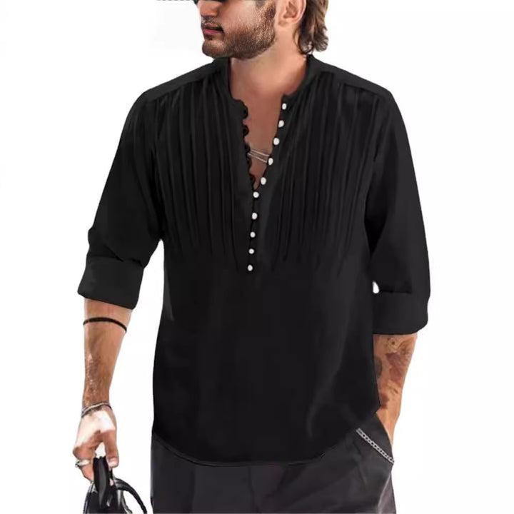 Man Elegant Buttoned Pleated Shirt Lune London