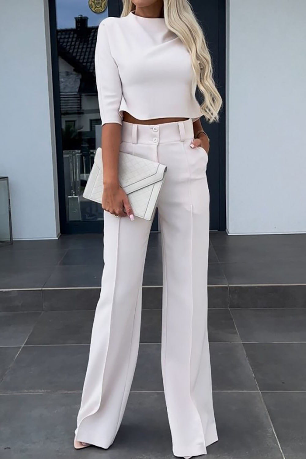 Lune London | Sleeve Sweater Wide Leg Pants Business Casual Outfits Set