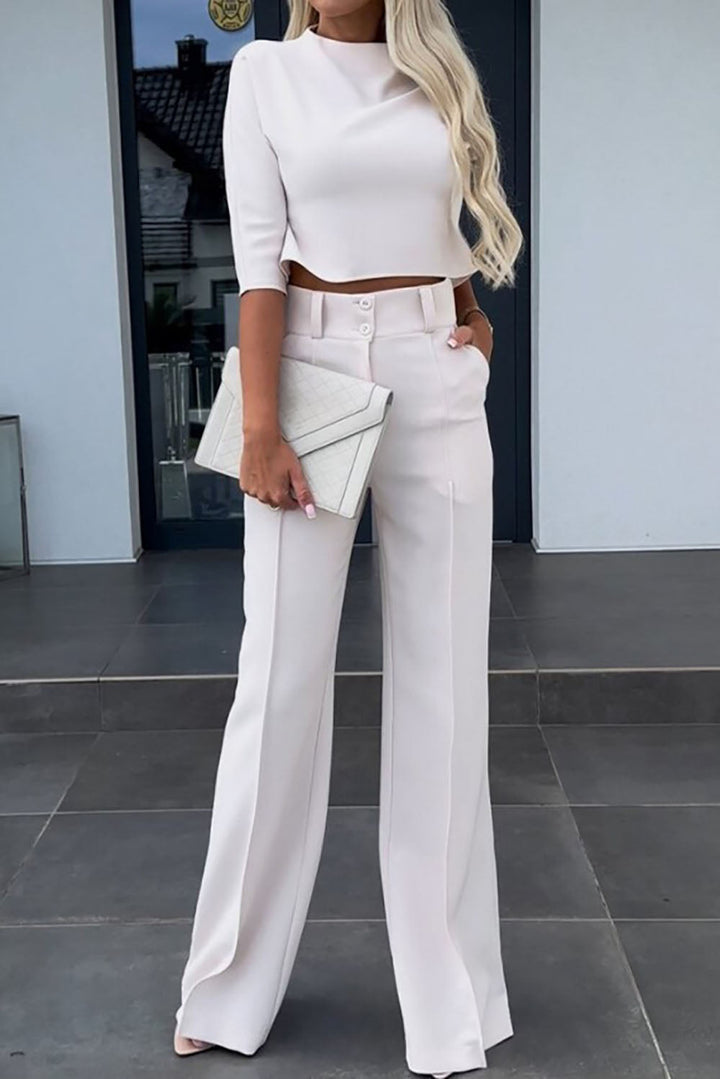 Lune London | Sleeve Sweater Wide Leg Pants Business Casual Outfits Set