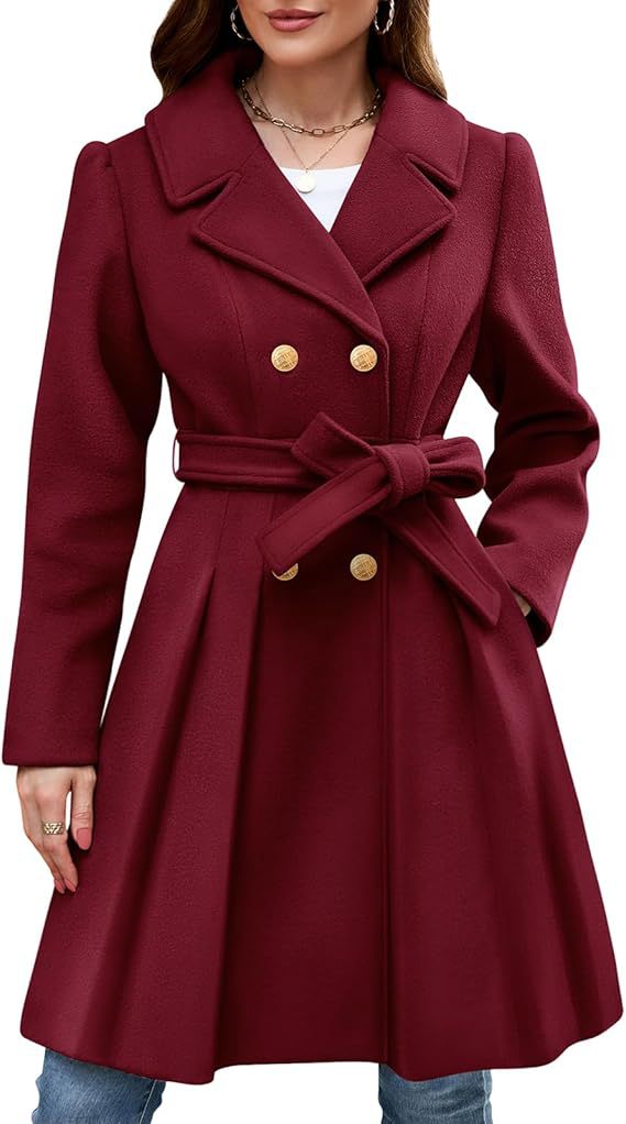 Wrap coat for women in classic style with double-breasted buttons and belt Lune London
