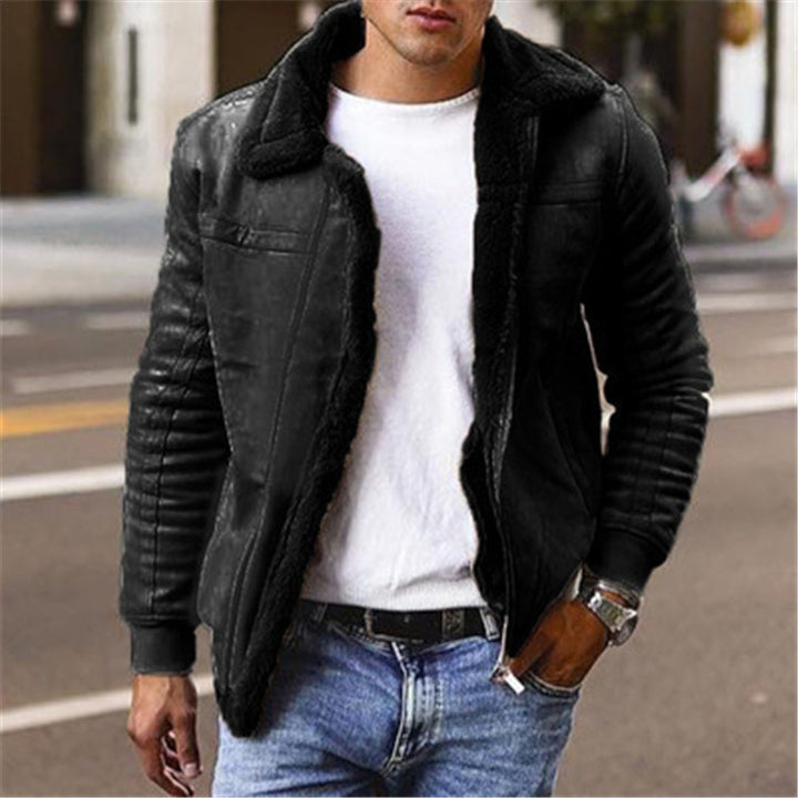 Leather jacket lined with sheepskin for men with a modern design Lune London