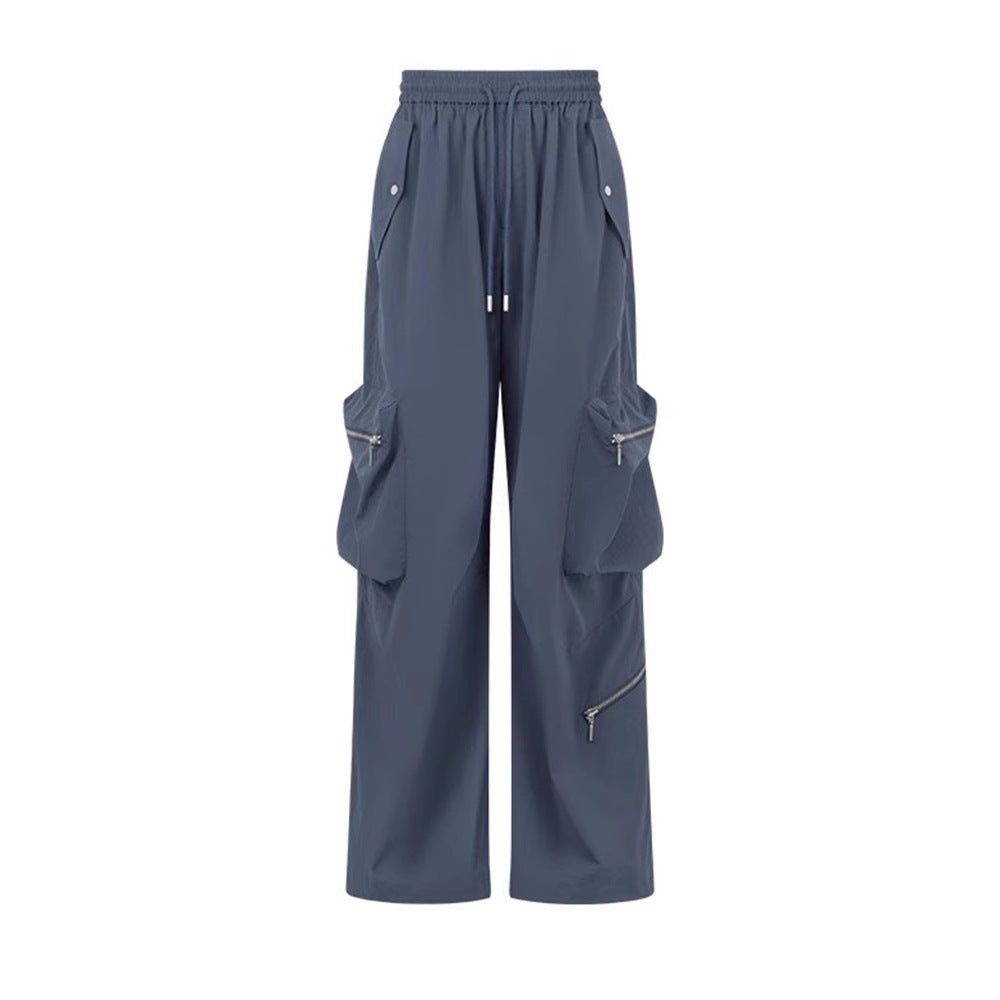 Functional cargo pants for women with elastic waist and practical zip pockets Lune London