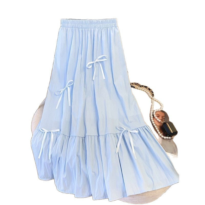 Jupe maxi évasée pour femmes avec nœuds décoratifs