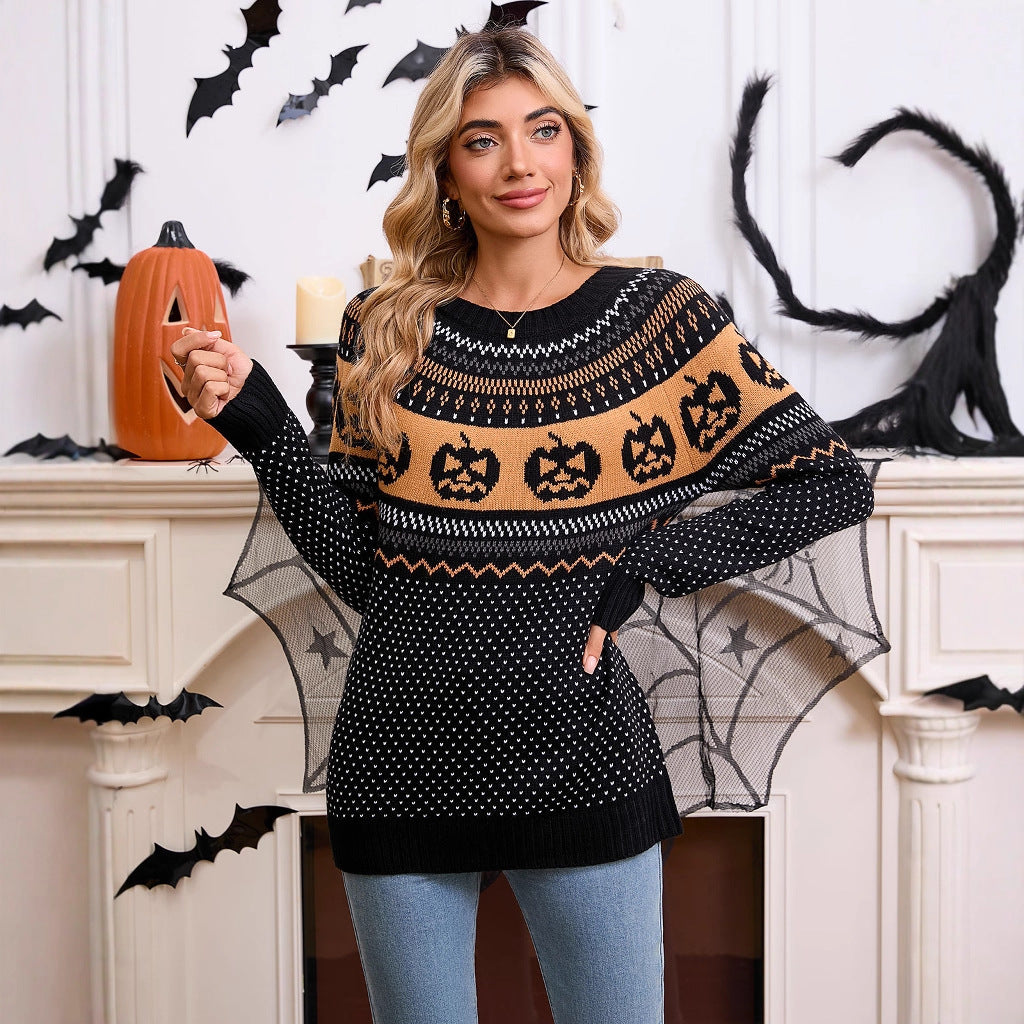 Pull en maille pour femmes avec motif Halloween et texture en fine maille Chic & Stil