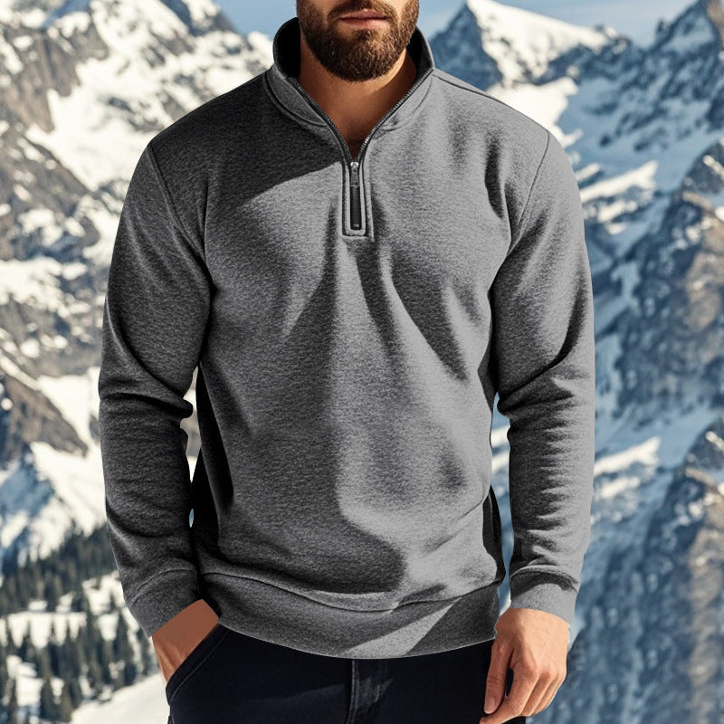 Fleece pullover for men with half-zip Lune London