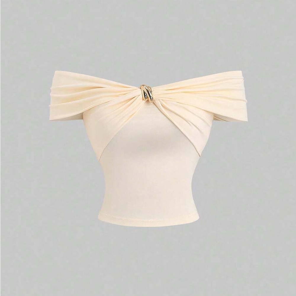 Top Femme Hors Épaule avec Effet Drapé Double et Fermeture Élégante Chic & Stil