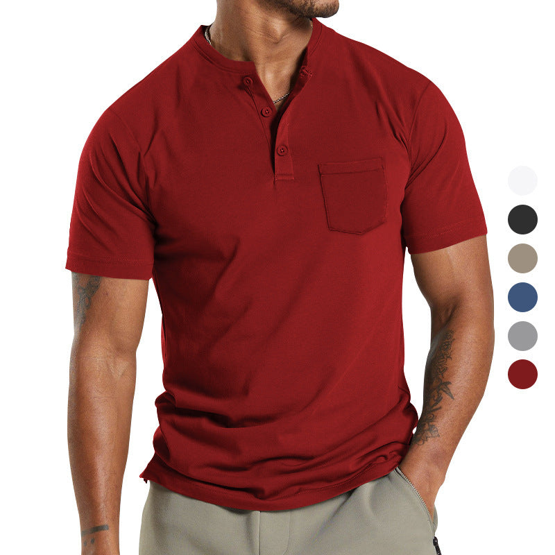 Men's Short Sleeve Henley T-Shirt with Practical Button Detail Lune London