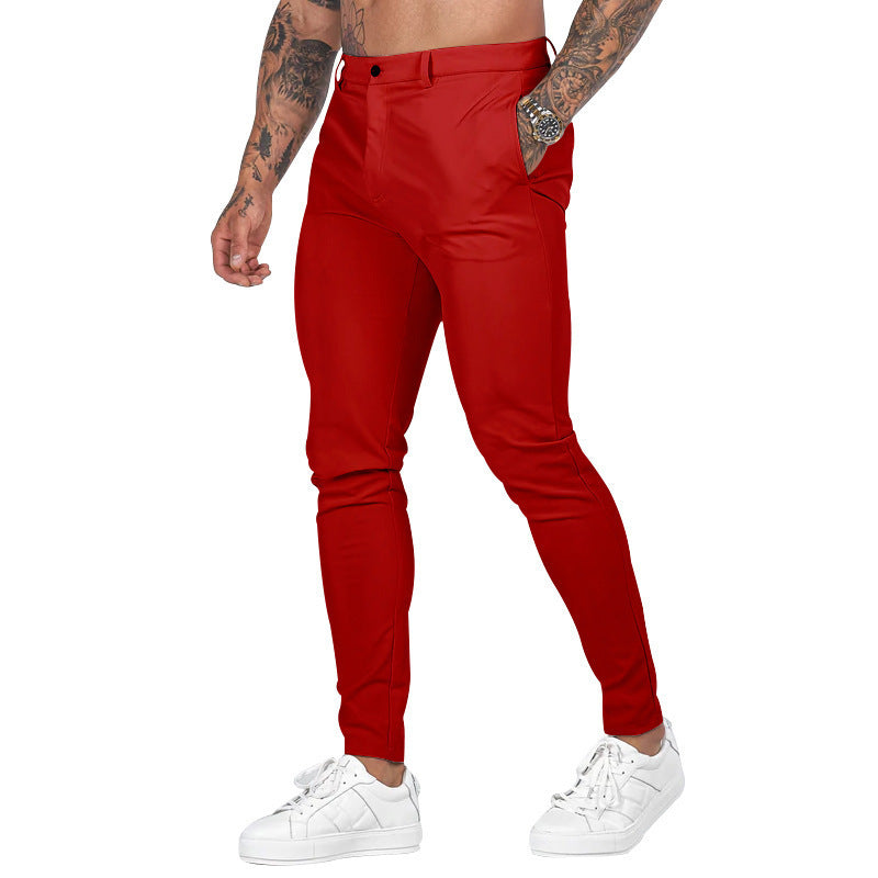 Slim-fit chino pants for men with elastic waistband and deep side pockets Lune London