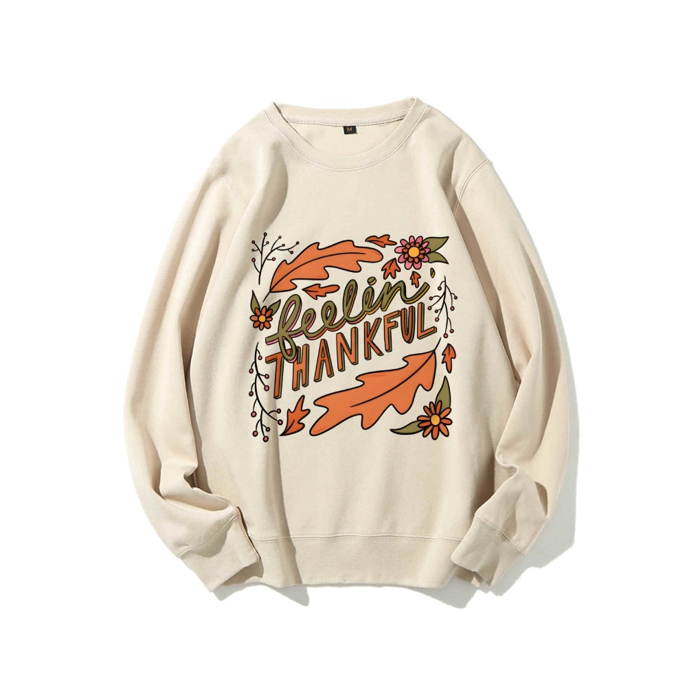 Sweat-shirt femme avec motif automnal coloré et lettrage inspirant Chic & Stil
