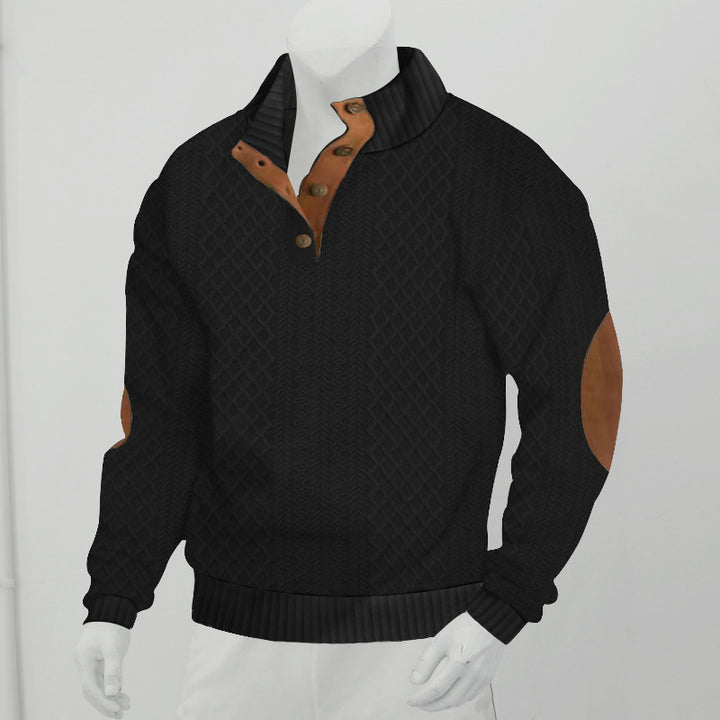 Sweatshirt for men with structured knitted pattern and leather details Lune London