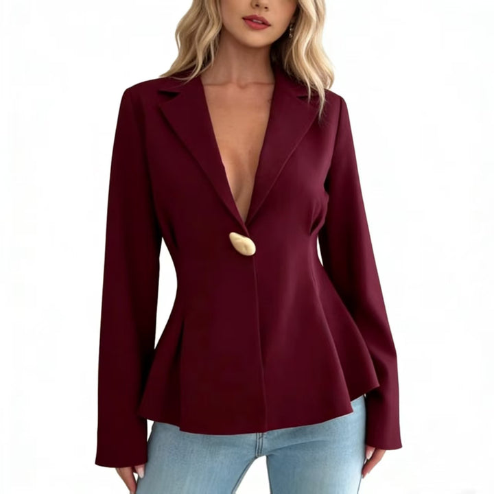 Women's Peplum Blazer with Unique Button Details Lune London