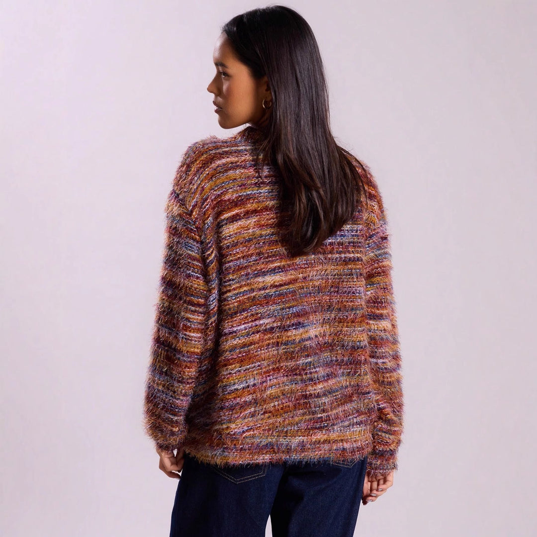 Casual women’s cardigan in structured plush fabric Lune London