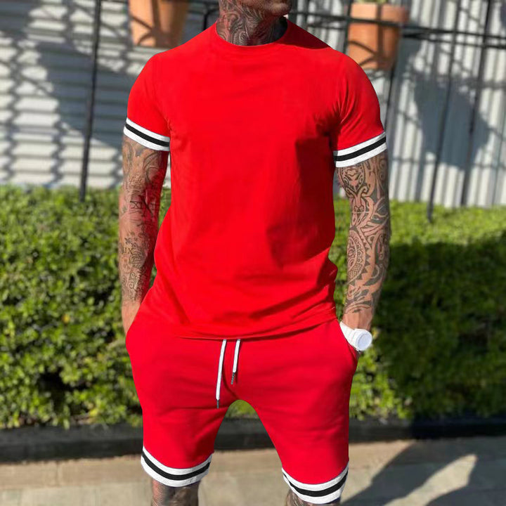 Men's short sleeve sports set with contrasting stripes Lune London