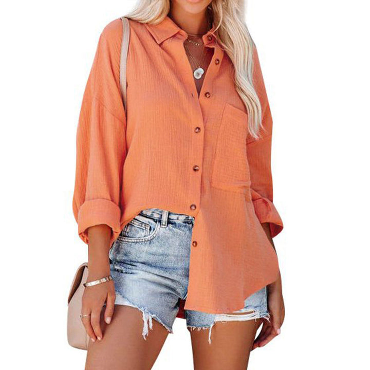 Casual blouse for women in oversized fit with button placket and practical pockets Lune London