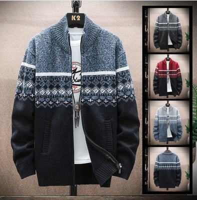 Men's Cardigan with Nordic Pattern and Trendy Zipper Lune London