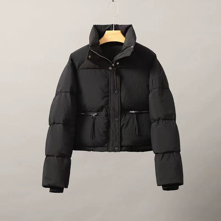 Ladies winter down jacket with high collar and practical pockets Lune London