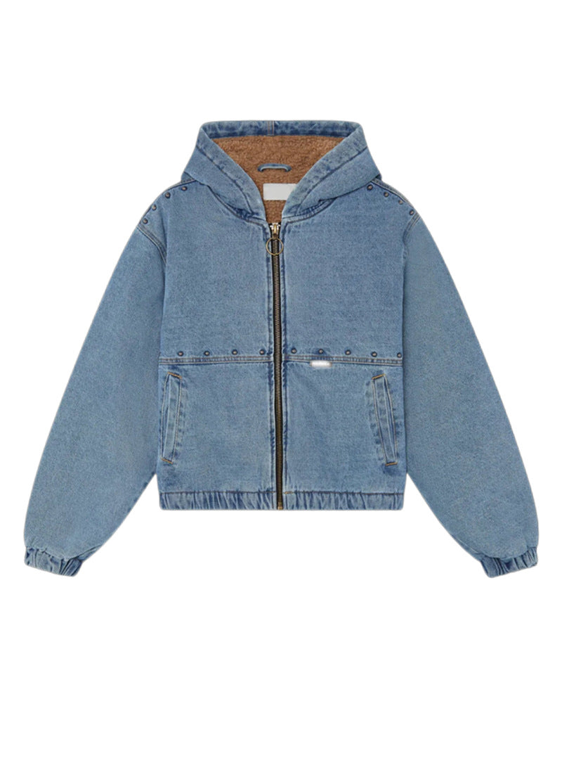Veste en denim pour femmes avec capuche et poches Chic & Stil