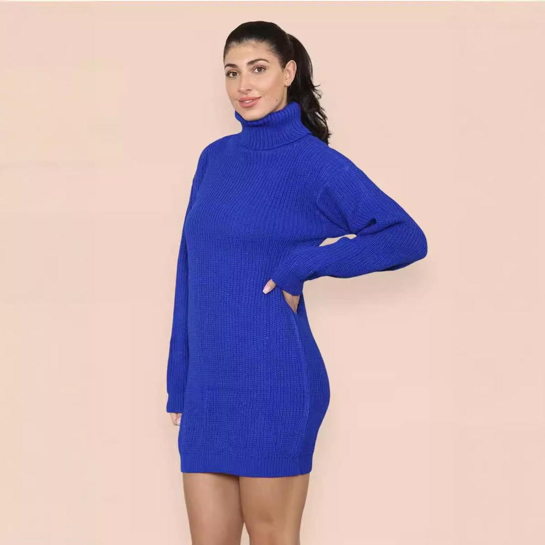 Women’s knitted dress with high collar and relaxed fit Lune London