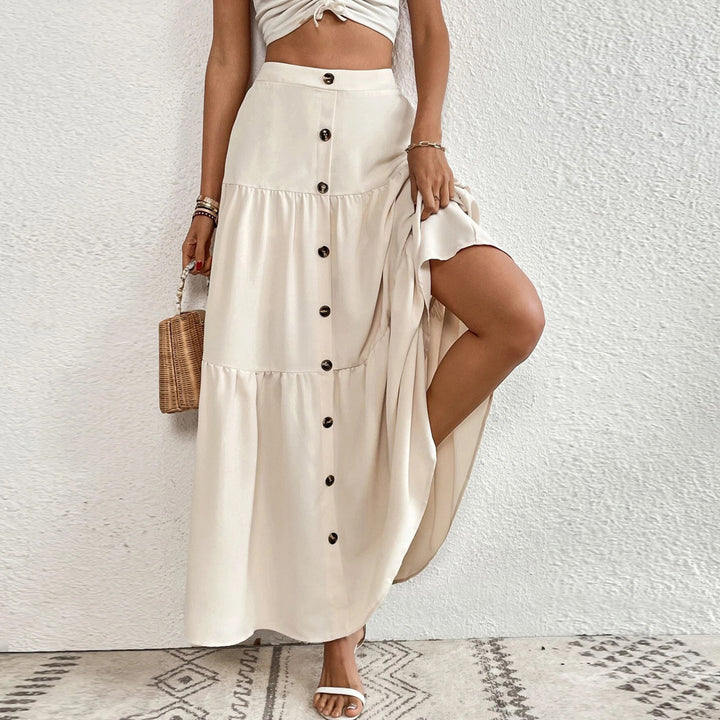 Jupe maxi pour femmes avec patte de boutonnage et coupe fluide Chic & Stil