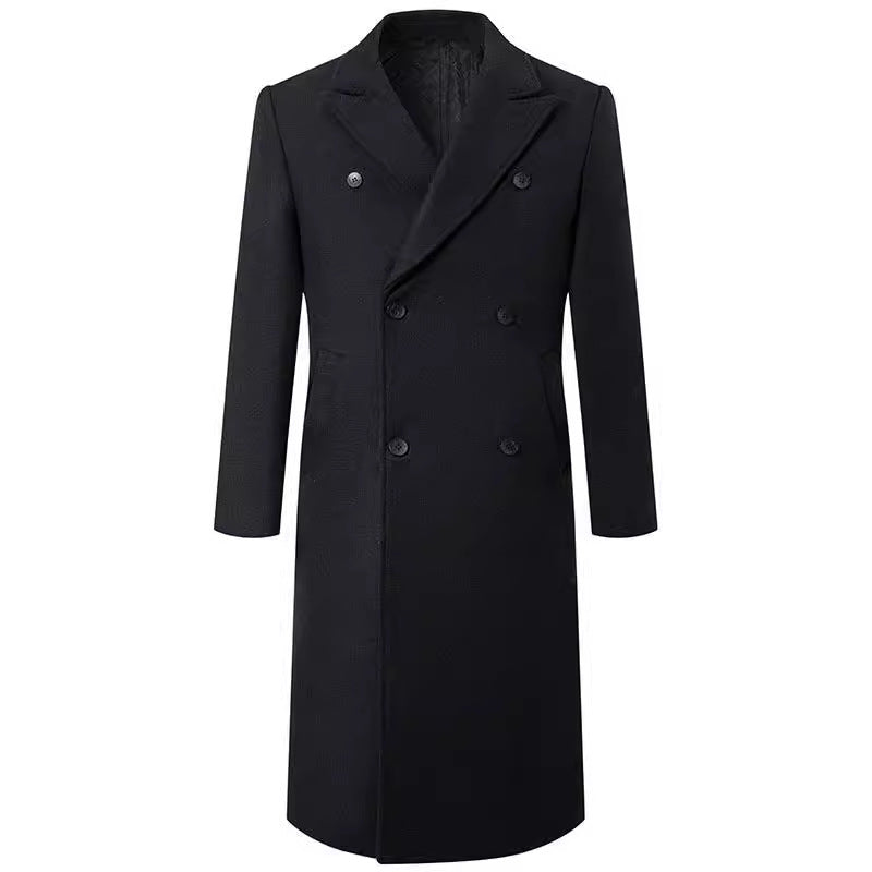Double-breasted wool coat for men with an elegant notch lapel Lune London
