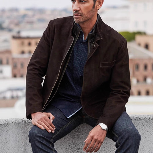 Men's suede jacket with modern cut and practical pockets Lune London