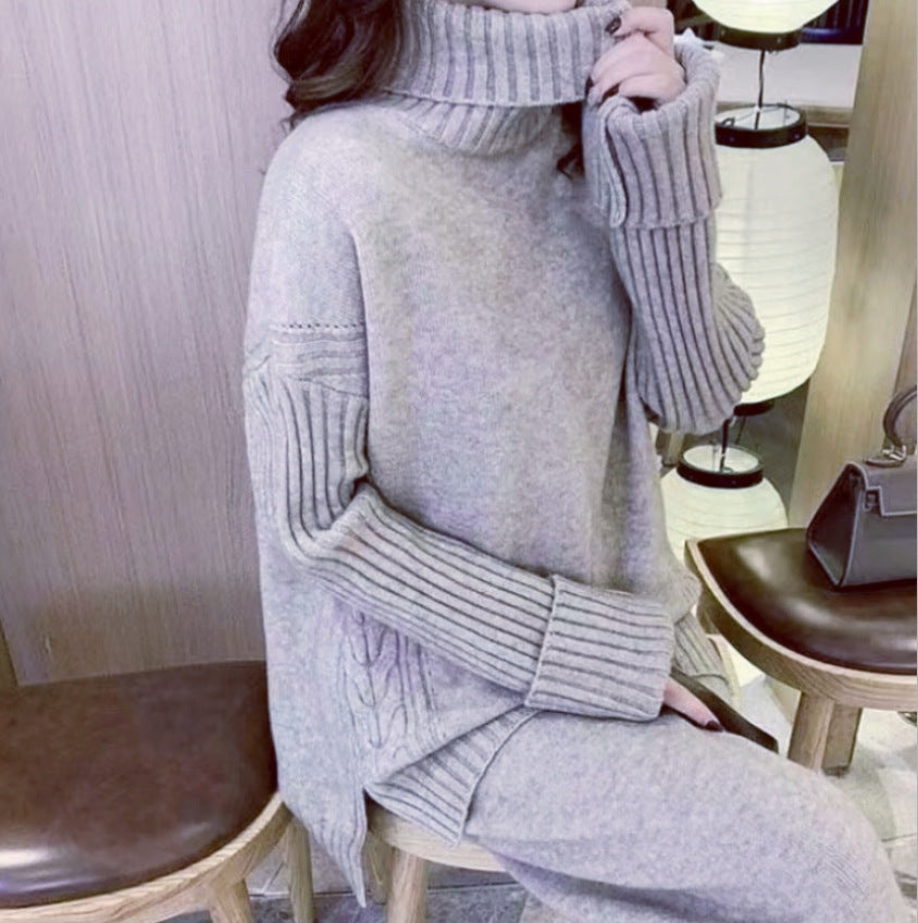 Woman Soft Knit Sweater with High Neck and Casual Fit Lune London