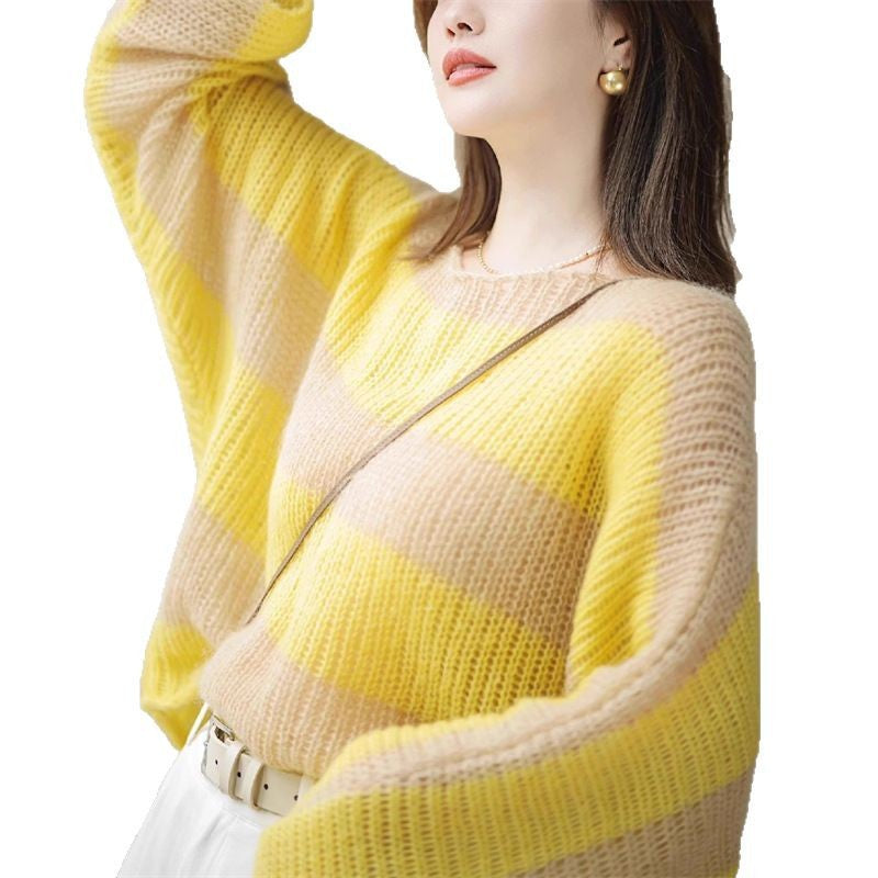 Pull femme décontracté en tricot épais avec motif transparent Lune London