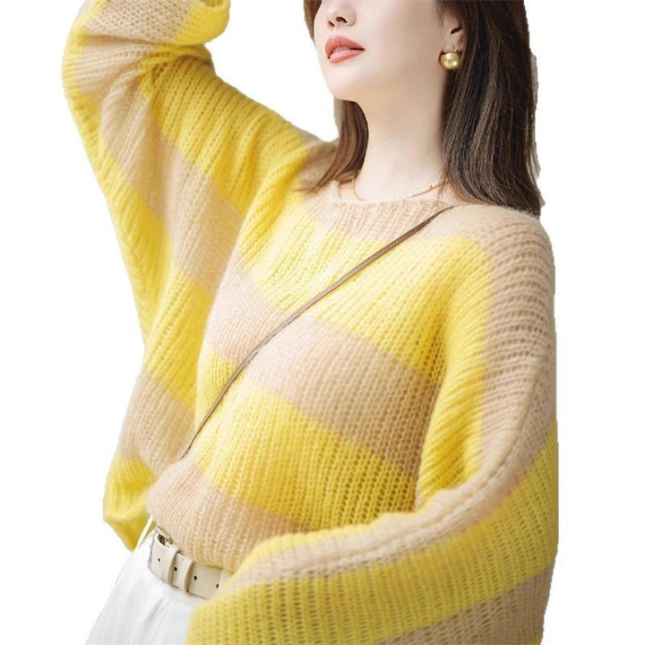 Pull femme décontracté en tricot épais avec motif transparent Lune London