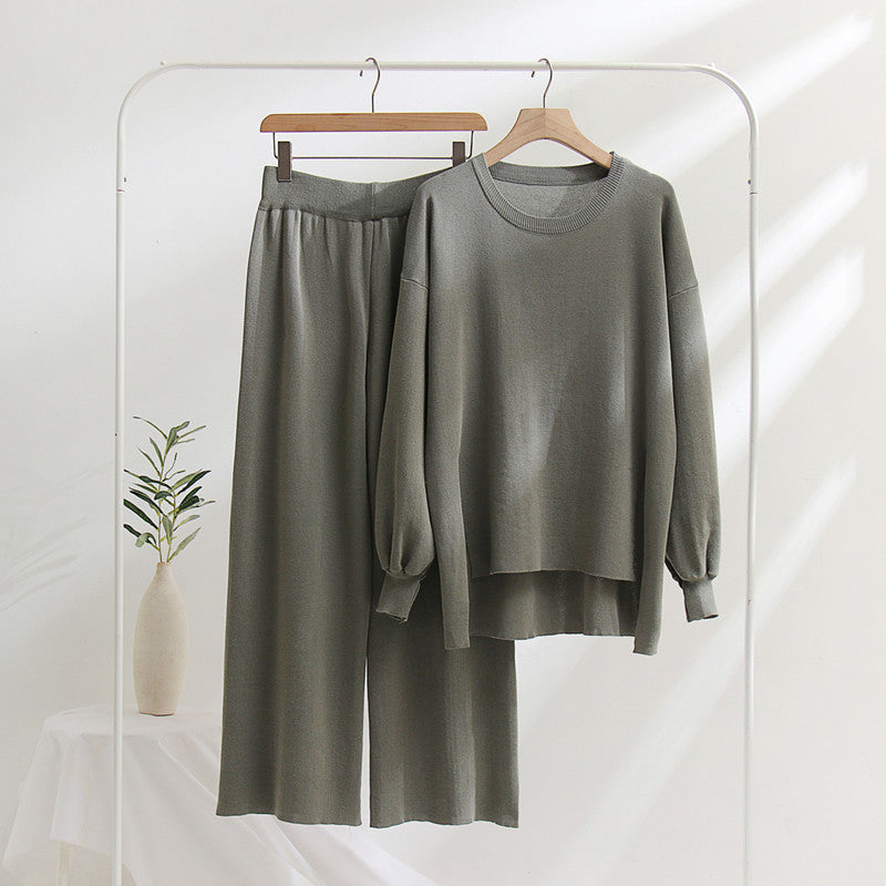 Lune London casual knit top and pants set for women
