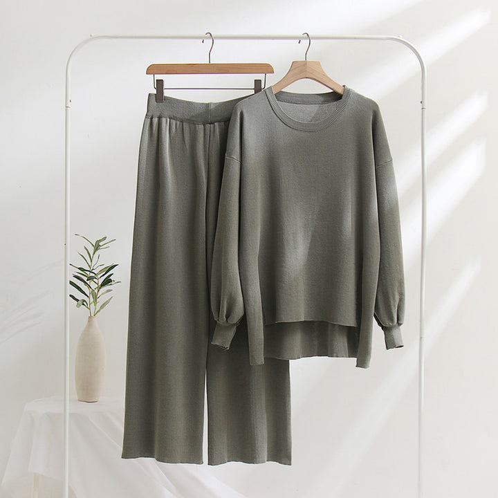 Lune London casual knit top and pants set for women