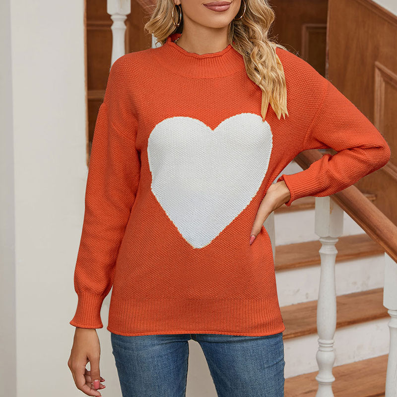 Pull à la mode pour femmes avec imprimé cœur Chic & Stil