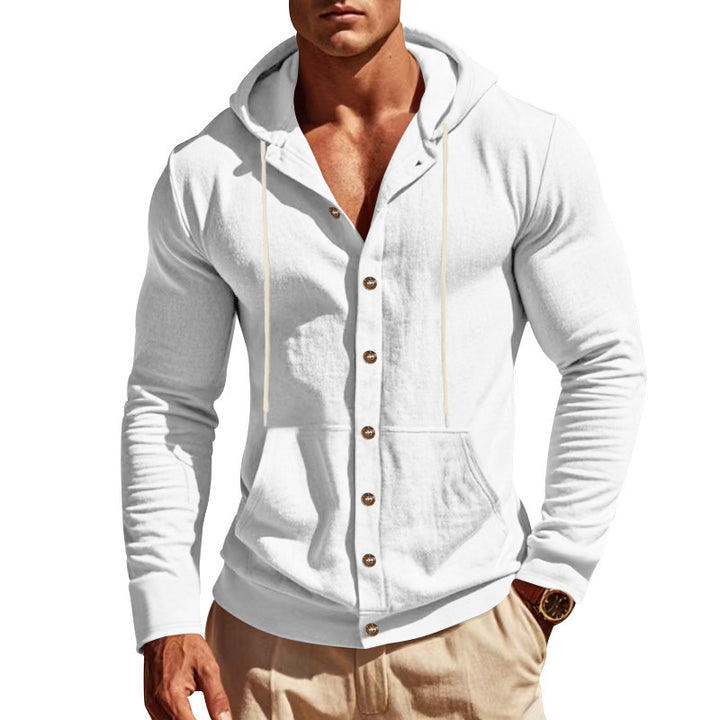 Men's hoodie with button placket and practical pockets Lune London