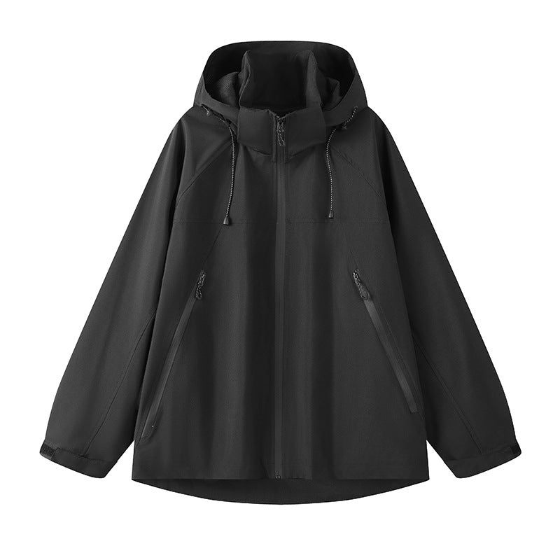 Technical jacket for women with adjustable hood and functional zip pockets Lune London