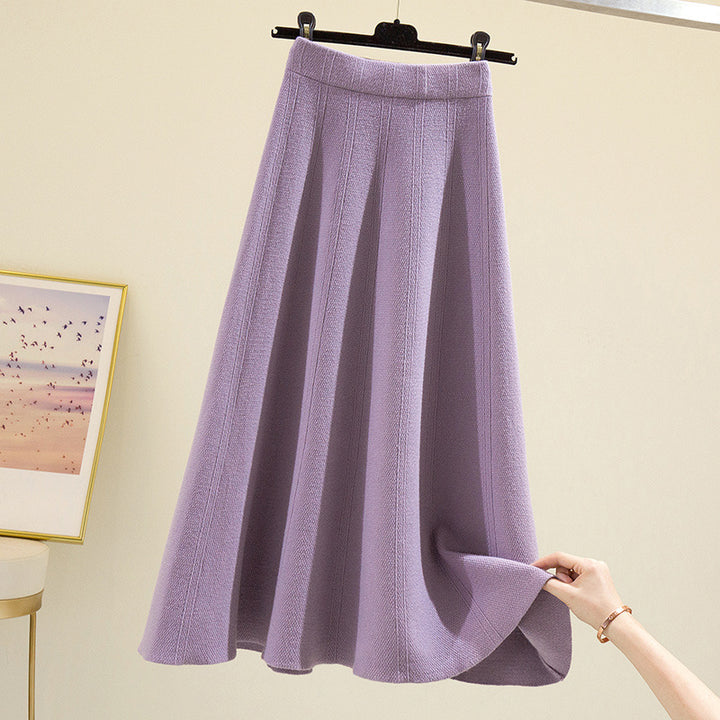 Pleated midi skirt for women with elastic waistband and WM structure
