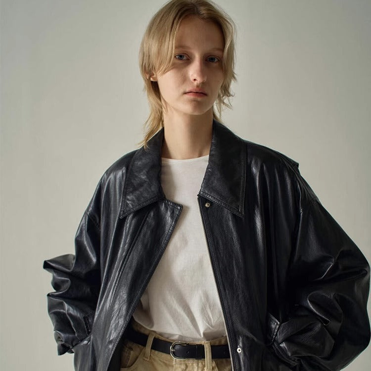 Veste en cuir synthétique surdimensionnée pour femme Chic & Stil