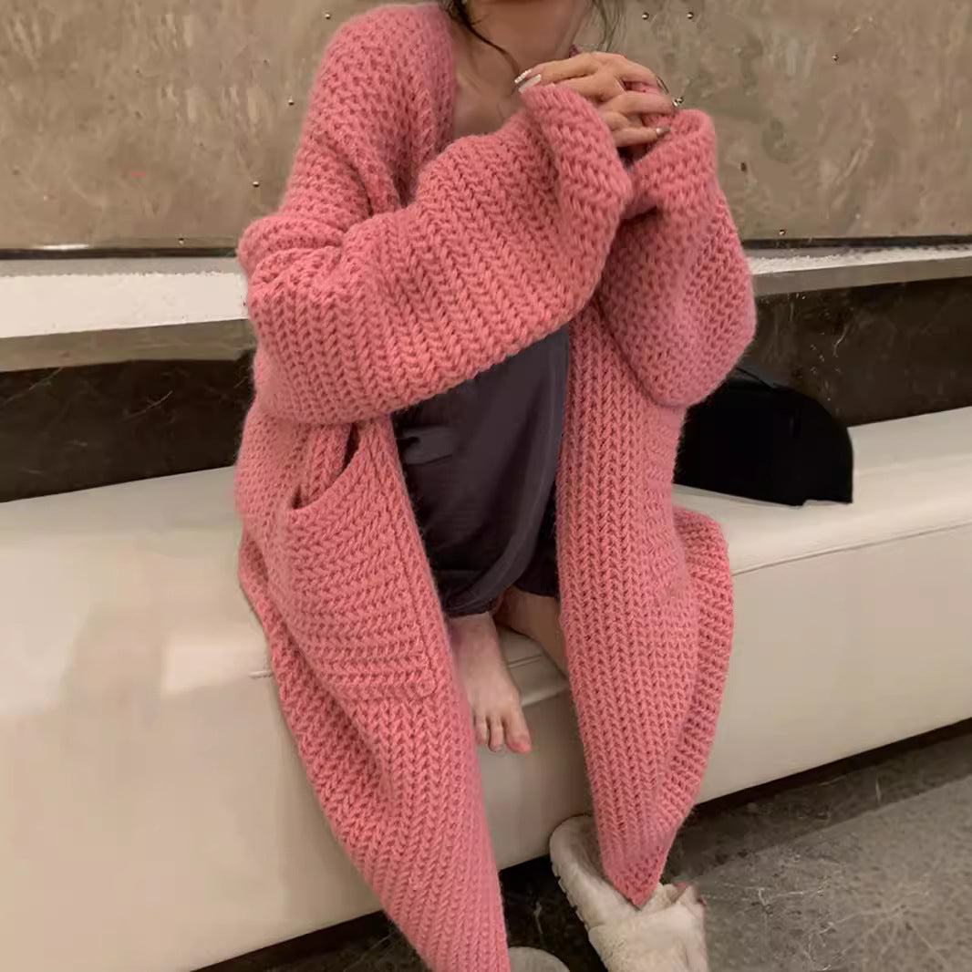 Cardigan en gros tricot pour femmes avec poches ouvertes et coupe décontractée Chic & Stil