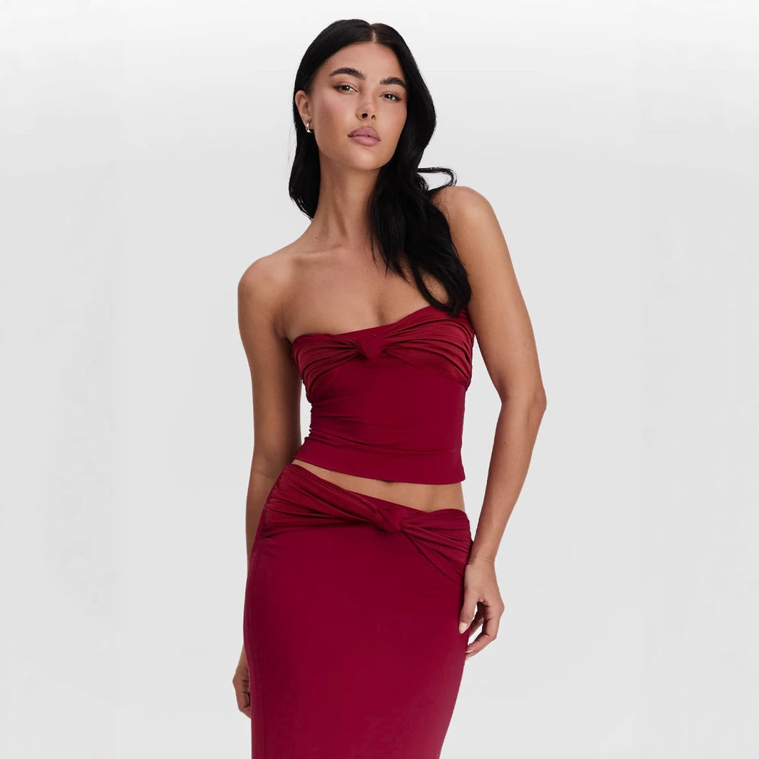 Women Crop Top and Skirt Set Lune London