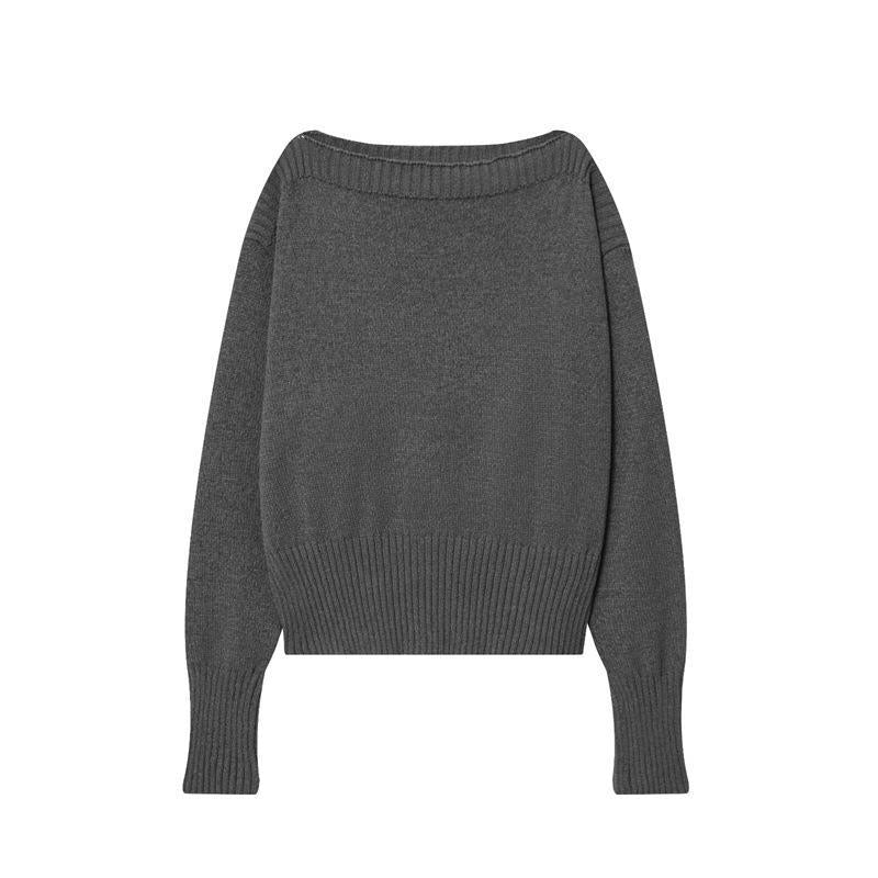 Ladies cozy knitted sweater with loose fit and ribbed edges Lune London
