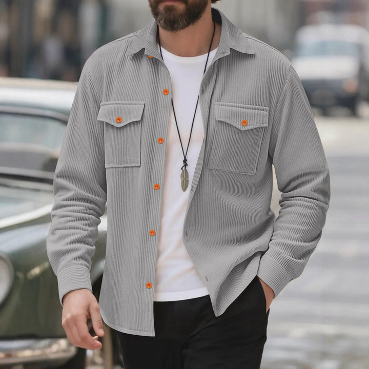 Corduroy shirt for men with double chest pockets and modern fit Lune London