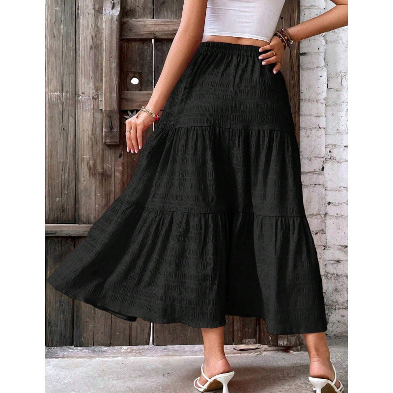 Midi skirt for ladies with ruffles and elastic waist Lune London