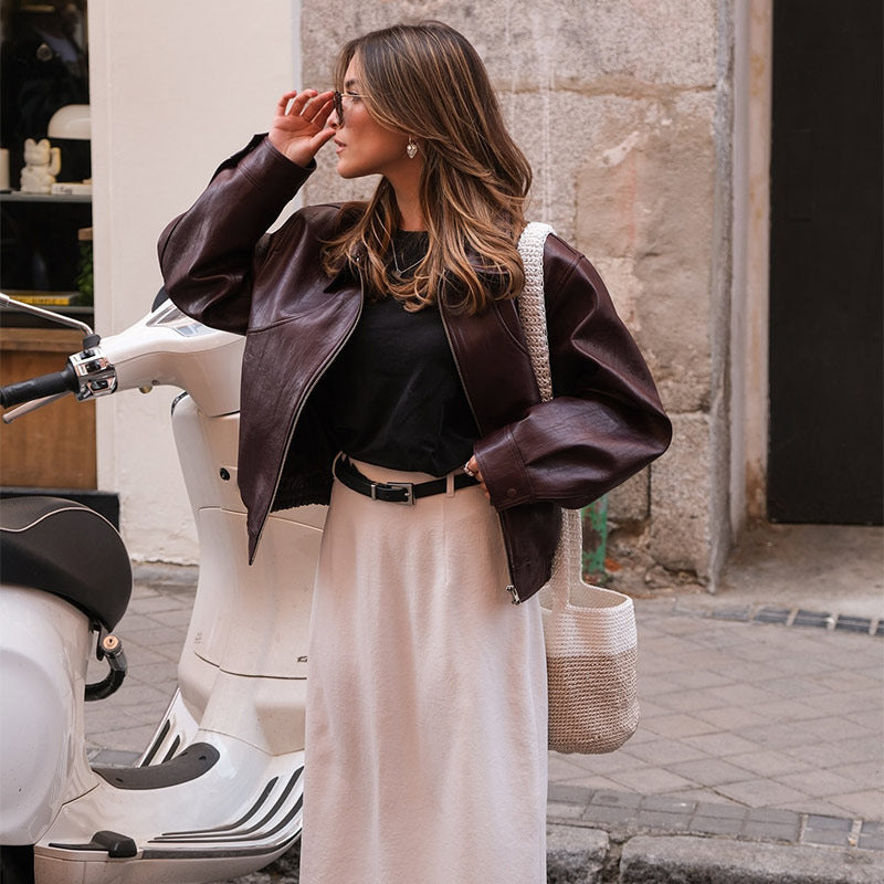 Veste en faux cuir élégante pour femmes avec taille élastique Chic & Stil