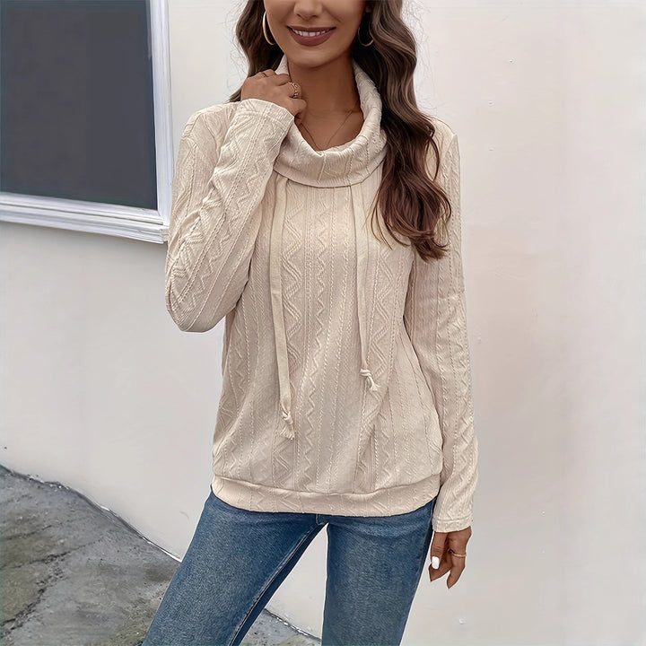Women's sweater with cowl neck and textured pattern detail and long sleeves Lune London