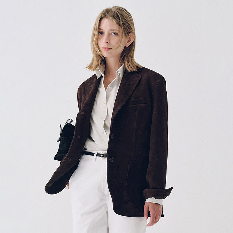 Femmes Blazer en Suède Élégant avec Poches Pratiques Chic & Stil